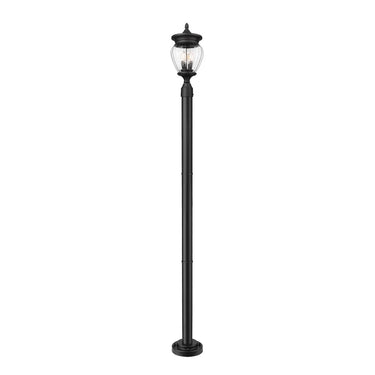 Z-Lite Davina 3 Light 94" High Outdoor Post Mounted Fixture - 5016PHMR-5012P-BK 