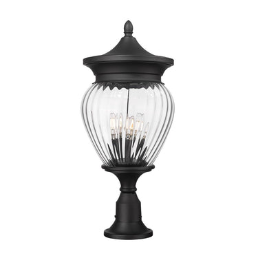 Z-Lite Davina 4 Light 12" Outdoor Pier Mounted Fixture - 5016PHBR-553PM-BK 