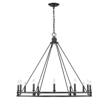 Z-Lite Dennison 47.75" 12 Light Chandelier in Matte Black Finish 1