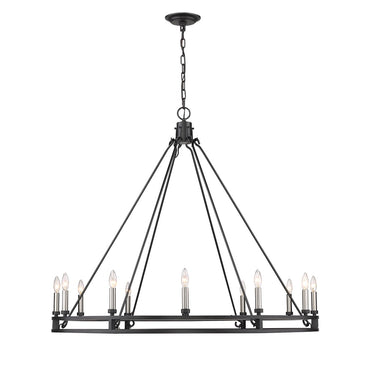 Z-Lite Dennison 47.75" 12 Light Chandelier in Matte Black Finish 2