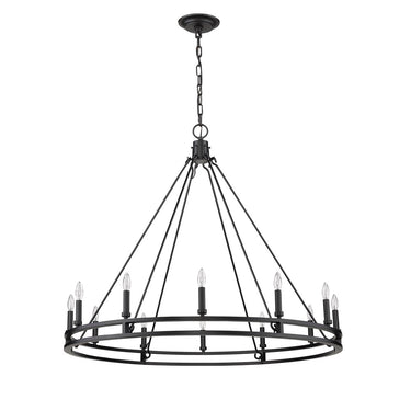 Z-Lite Dennison 47.75" 12 Light Chandelier in Matte Black Finish 4