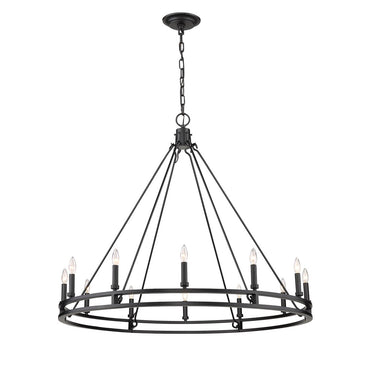 Z-Lite Dennison 47.75" 12 Light Chandelier in Matte Black Finish 