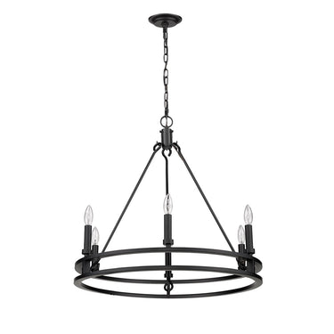 Z-Lite Dennison 6 Light Chandelier in Matte Black Finish 4