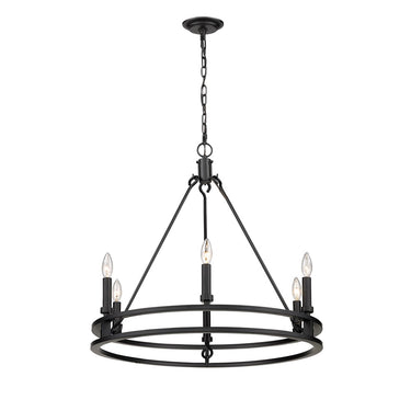 Z-Lite Dennison 6 Light Chandelier in Matte Black Finish 