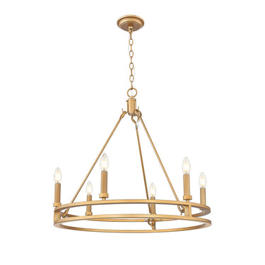 Z-Lite Dennison 6 Light Chandelier in Signature Brass Finish 
