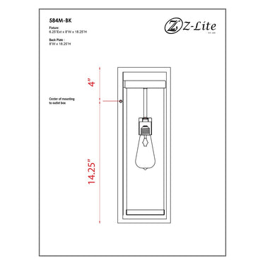 Z-Lite Dunbroch 1 Light Outdoor Wall Light - 584M 8