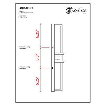 Z-Lite Eclipse 10W 2 Light Outdoor Wall Light in Black Finish 8