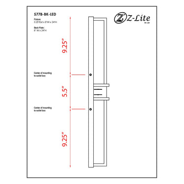 Z-Lite Eclipse 12W 2 Light Outdoor Wall Light in Black Finish 8