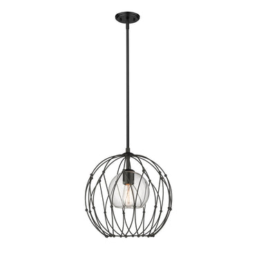 Z-Lite Elle 16" 1 Light Pendant in Matte Black Finish 1