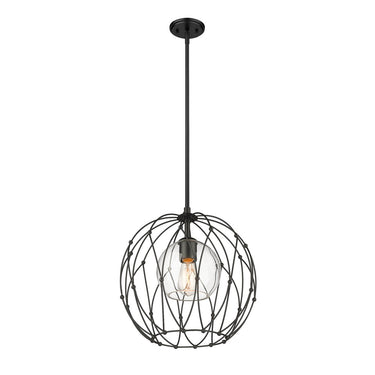 Z-Lite Elle 16" 1 Light Pendant in Matte Black Finish 2