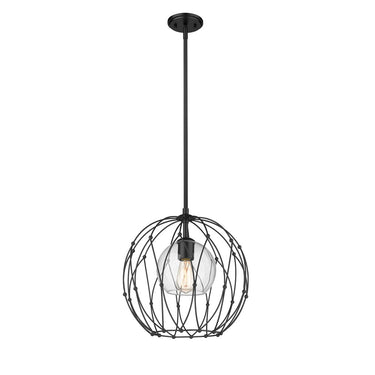 Z-Lite Elle 16" 1 Light Pendant in Matte Black Finish 
