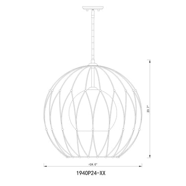 Z-Lite Elle 24" 1 Light Pendant in Matte Black Finish 7