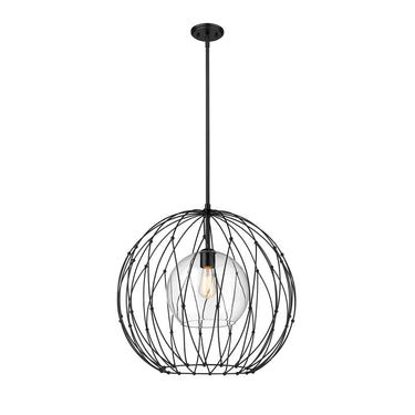 Z-Lite Elle 24" 1 Light Pendant in Matte Black Finish 