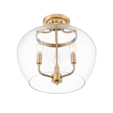 Z-Lite Joliet Burnished Brass3 Light Semi Flush Mount image 1
