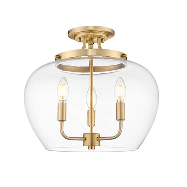 Z-Lite Joliet Burnished Brass3 Light Semi Flush Mount image 2
