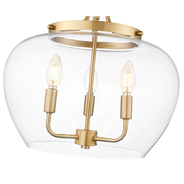 Z-Lite Joliet Burnished Brass3 Light Semi Flush Mount image 3