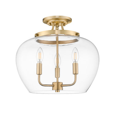 Z-Lite Joliet Burnished Brass3 Light Semi Flush Mount image 4
