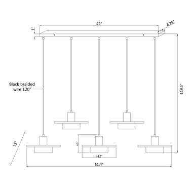 Z-Lite Ludo 5 Light Linear Chandelier image 21