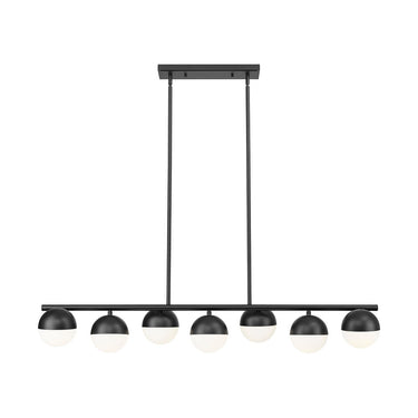 Z-Lite Realm Sphere Matte Black 7 Light Linear Chandelier image 1