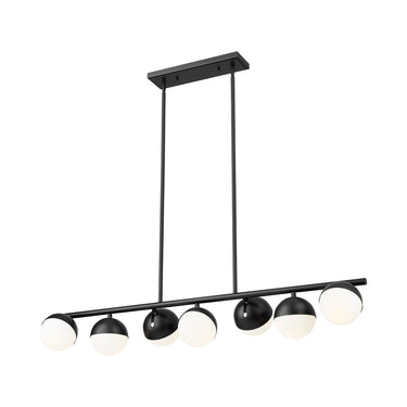 Z-Lite Realm Sphere Matte Black 7 Light Linear Chandelier image 2