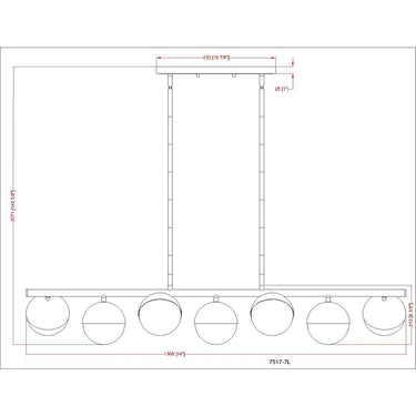 Z-Lite Realm Sphere Matte Black 7 Light Linear Chandelier image 7