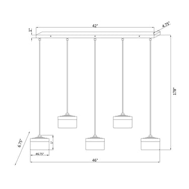 Z-Lite Renaud 5 Light Linear Chandelier image 14