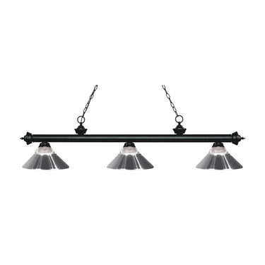 Z-Lite Riviera Clear Ribbed and Matte Black 3 Light Billiard Light image 1