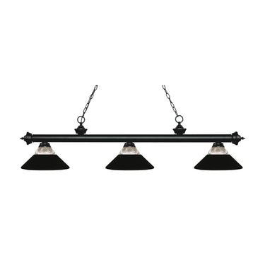 Z-Lite Riviera Clear Ribbed and Matte Black 3 Light Billiard Light image 2