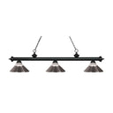 Z-Lite Riviera Clear Ribbed and Matte Black 3 Light Billiard Light image