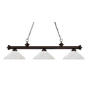 Z-Lite Riviera Glass Bronze White Linen 3 Light Billiard Light image