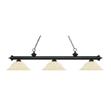 Z-Lite Riviera Glass Matte Black 15" High 3 Light Billiard Light image