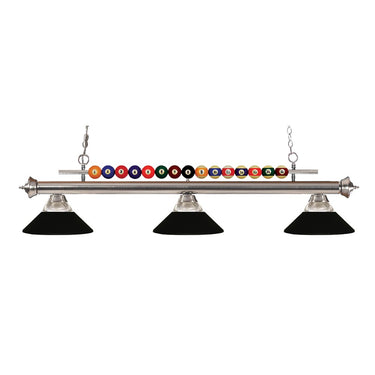 Z-Lite Shark Clear Ribbed and Brushed Nickel 3 Light Billiard Light image 1