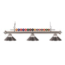 Z-Lite Shark Clear Ribbed and Brushed Nickel 3 Light Billiard Light image