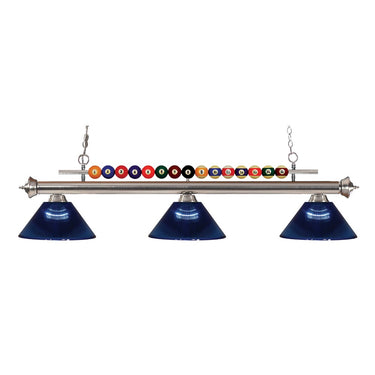 Z-Lite Shark Dark Blue 3 Light Billiard Light image