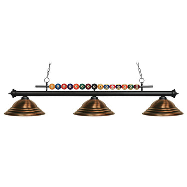 Z-Lite Shark Steel Matte Black 3 Light Billiard Light image