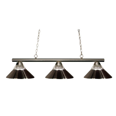 Z-Lite Sharp Shooter Clear Ribbed and Brushed Nickel 3 Light Billiard Light image