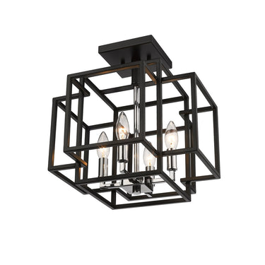 Z-Lite Titania Black and Chrome 4 Light Semi Flush Mount image 2
