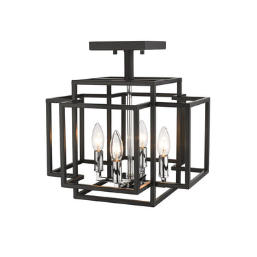 Z-Lite Titania Black and Chrome 4 Light Semi Flush Mount image 3