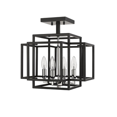 Z-Lite Titania Black and Chrome 4 Light Semi Flush Mount image 4