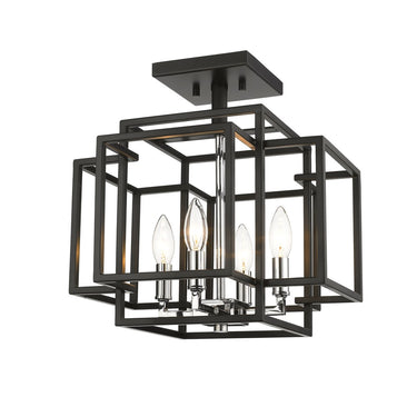 Z-Lite Titania Black and Chrome 4 Light Semi Flush Mount image