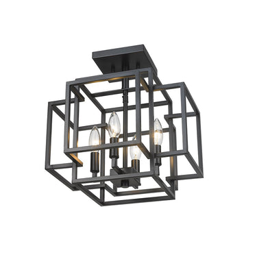Z-Lite Titania Matte Black 4 Light Semi Flush Mount image 2
