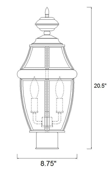 Z-Lite Westover 2 Light Outdoor Post Mount Fixture image 5